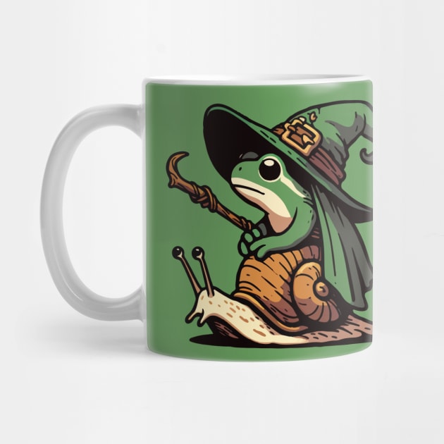 Kawaii Witchy Frog Travel on Snail by TomFrontierArt